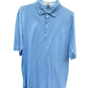 Fairway & Greene polo short sleeve golf shirt blue white stripe L
